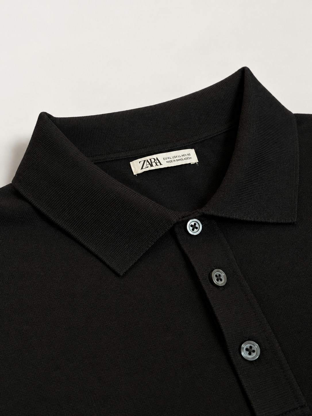 ZARA Men's Black Polo T-Shirt