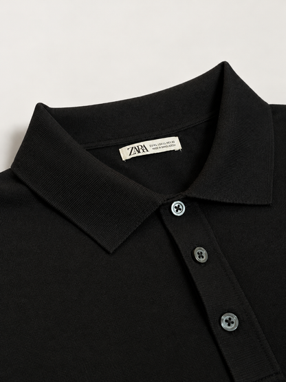 ZARA Men's Black Polo T-Shirt